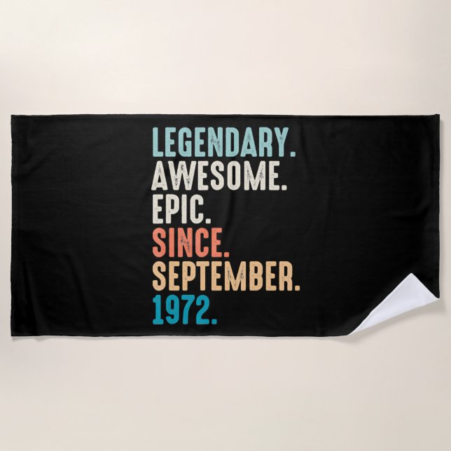50 Year Old Lengendary Awesome Epic Since Beach Towel (Front)