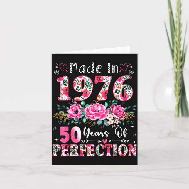 50 Year Old Made In 1976 Floral 50th Birthday Wome Card (Front)