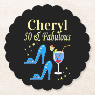 50 YEAR OLD PARTY GIRL PAPER COASTER