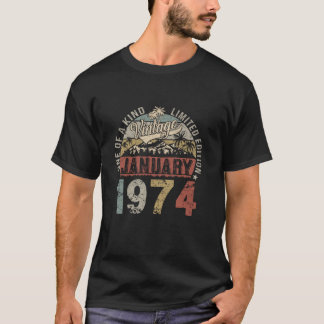 50 Year Olf Gift January 1974 Vintage Retro 50th B T-Shirt