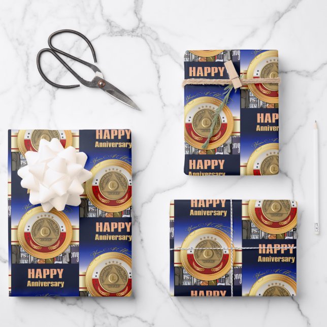 50 Year Sober Anniversary Coin Award Wrapping Paper Sheet (Front)