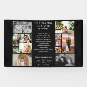 50 year wedding anniversary photo collage editable banner