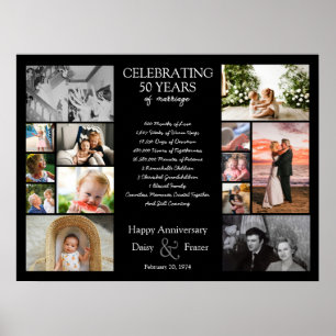 50 year wedding anniversary photo collage editable poster