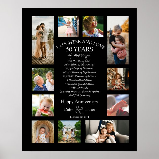 50 year wedding anniversary photo collage editable poster (Front)