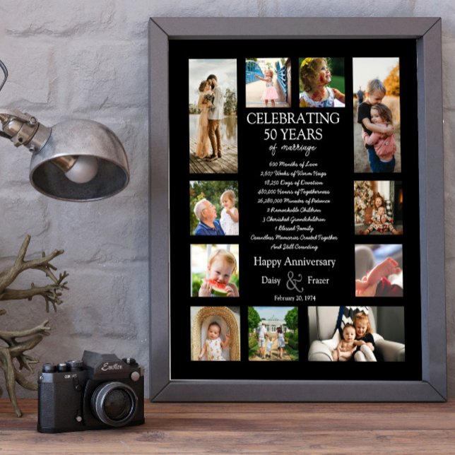 50 year wedding anniversary photo collage editable poster (Creator Uploaded)