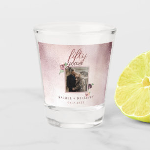 50 Year Wedding Anniversary Rose Gold Glitter  Shot Glass