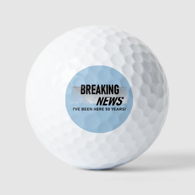 50 Year Work Anniversary Breaking News Employee  Golf Balls (Front)
