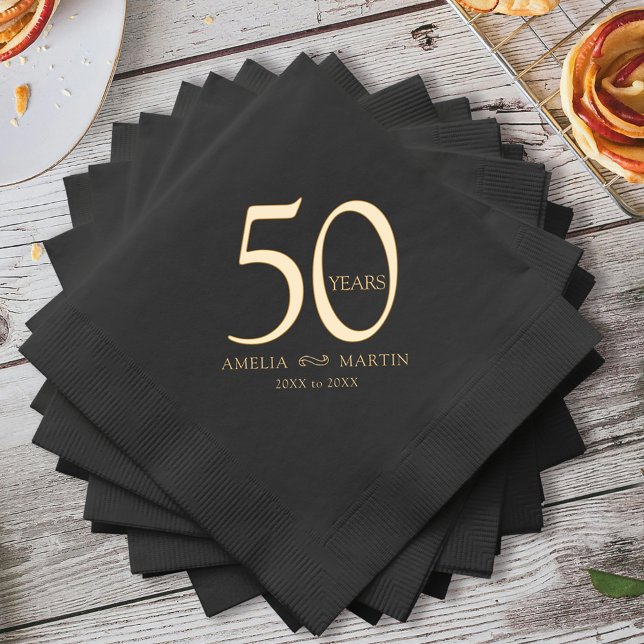 50 years 50th wedding anniversary name and dates foil napkins (Creator Uploaded)