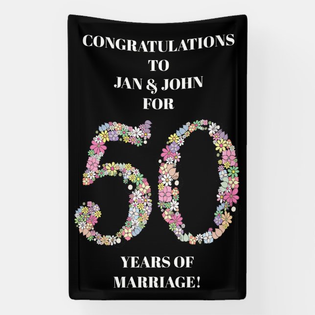 50 Years 50th Wedding Marriage Anniversary Banner (Vertical)