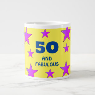 50 years and fabulous Yellow Stars Birthday Large Coffee Mug