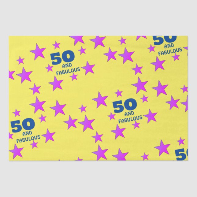 50 years and fabulous Yellow Stars Birthday  Tissue Paper (Front)