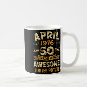 50 years awesome vintage april 1976 50th birthday coffee mug