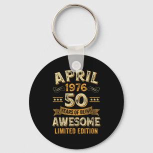 50 years awesome vintage april 1976 50th birthday key ring