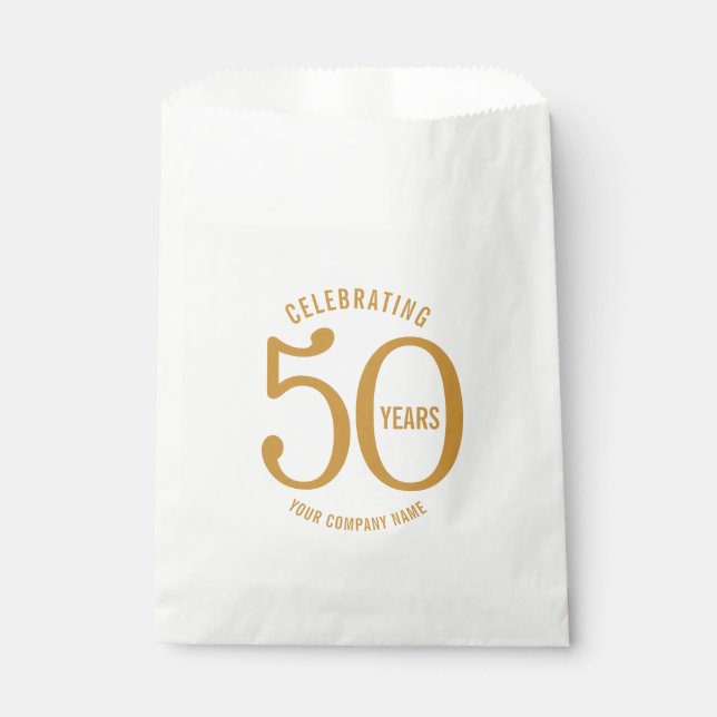 50 years corporate anniversary party golden favour bags (Front)
