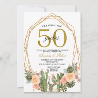 50 Years Floral Cactus Golden Wedding Anniversary