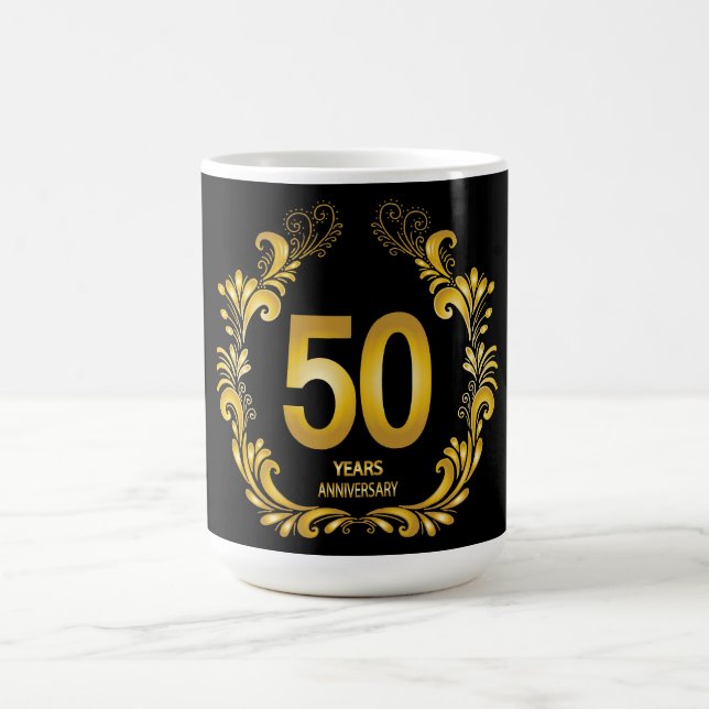 50 Years Gold Glitter Anniversary Coffee Mug (Center)