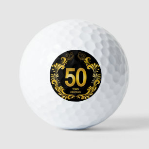 50 Years Gold Glitter Anniversary Golf Balls