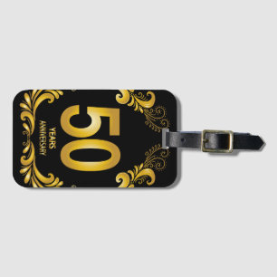 50 Years Gold Glitter Anniversary Luggage Tag