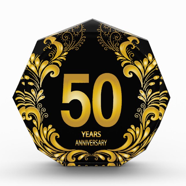 50 Years Gold Glitter Anniversary Photo Block (Front)