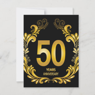 50 Years Gold Glitter Anniversary Postcard