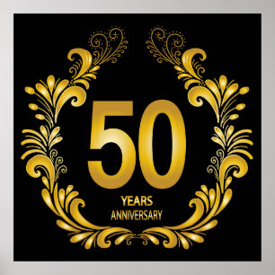 50 Years Gold Glitter Anniversary Poster