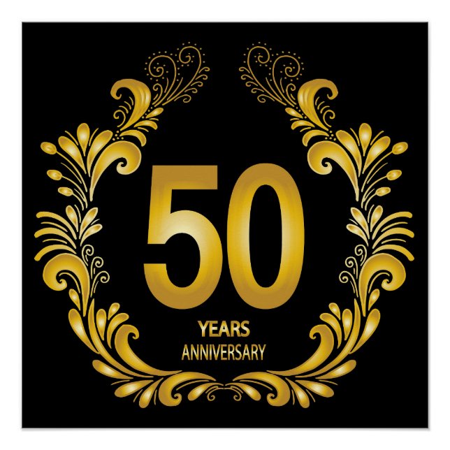 50 Years Gold Glitter Anniversary Poster (Front)