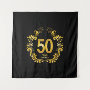 50 Years Gold Glitter Anniversary Tapestry