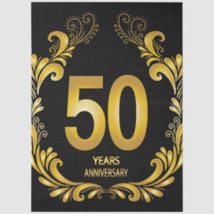 50 Years Gold Glitter Anniversary Tissue Paper