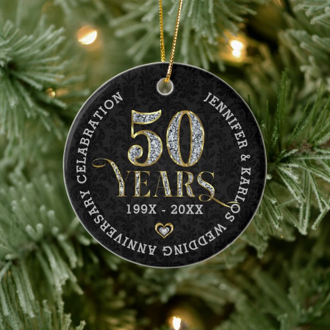 50 Years gold wedding Anniversary Ceramic Tree Decoration (Tree)
