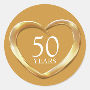 50 years golden anniversary heart sticker
