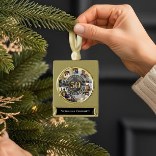 50 Years Golden Anniversary Infinity Photo Collage Gold Plated Banner Ornament