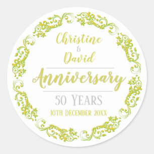 50 Years - Golden Wedding Anniversary Classic Round Sticker