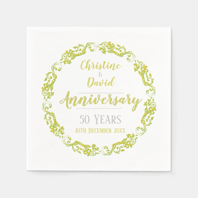 50 Years - Golden Wedding Anniversary Napkins (Front)