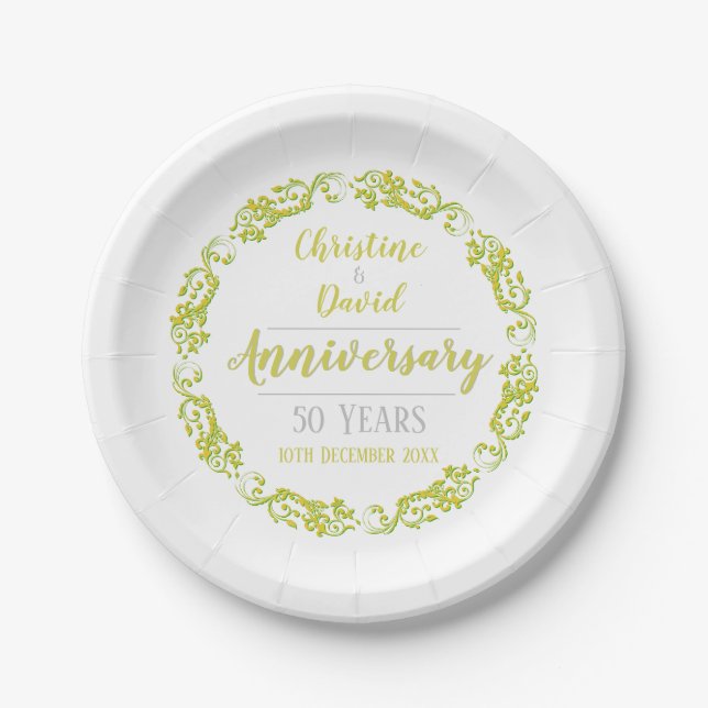50 Years - Golden Wedding Anniversary Paper Plate (Front)
