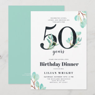 50 Years Growing 50th Birthday Botanical Invitation