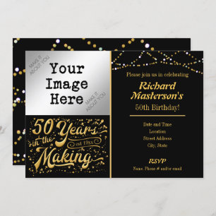 50 Years in the Making 50th Birthday Black & Gold Invitation