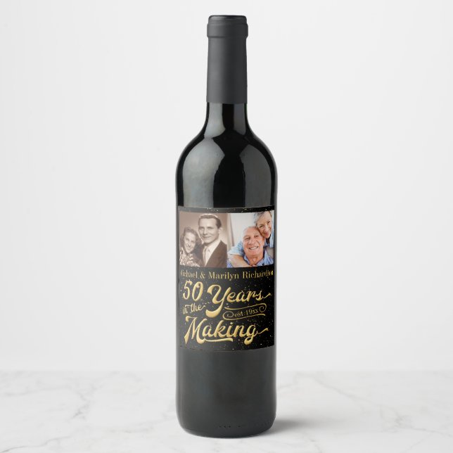 50 Years in the Making Anniversary (Then and Now) Wine Label (Front)
