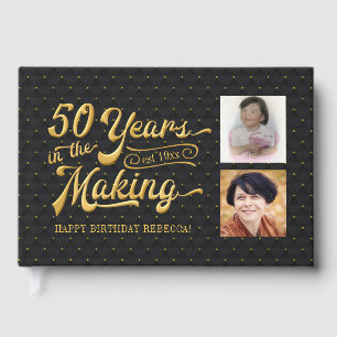 50 Years in the Making, Luxury Black/Gold Birthday Guest Book