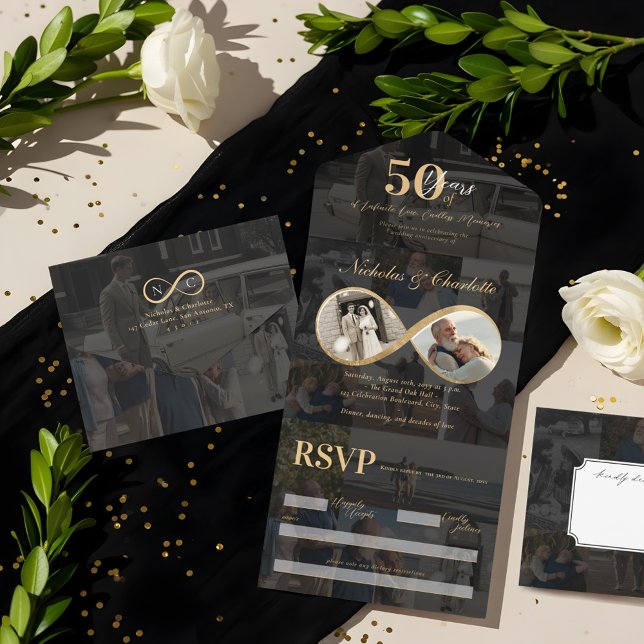 50 Years Love Infinity Photo Collage Anniversary All In One Invitation (50 Years Love Infinity Photo Collage Anniversary All In One Invitation)