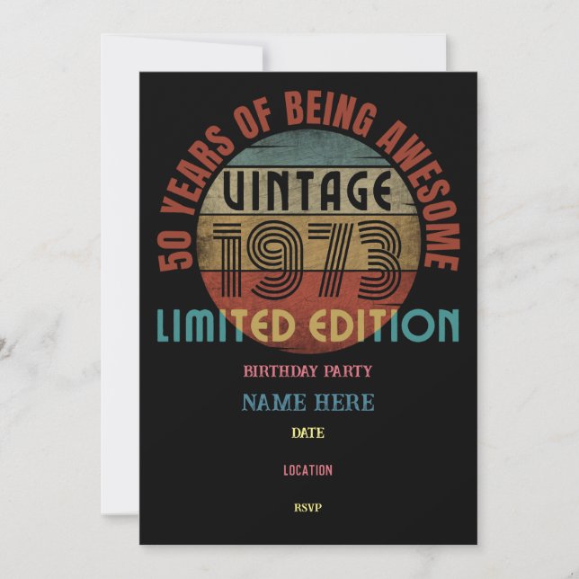 50 years of being awesome customise birthday invitation (Front)