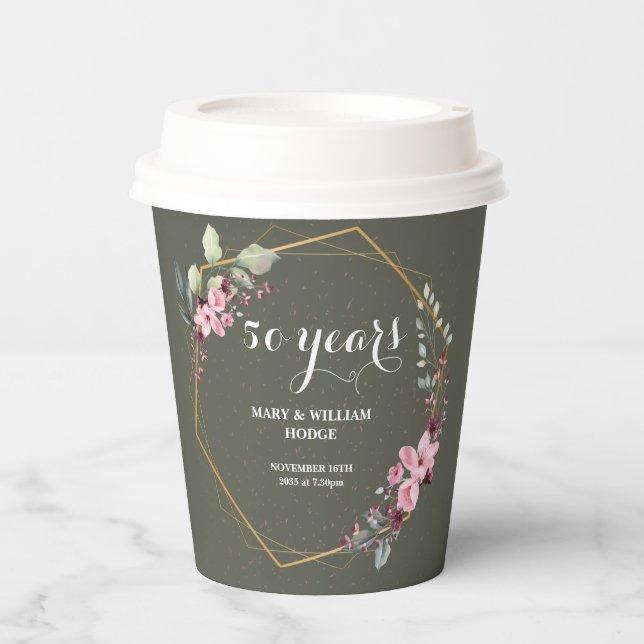 "50 Years of Forever: An Anniversary to Remember"  Paper Cups (Front)