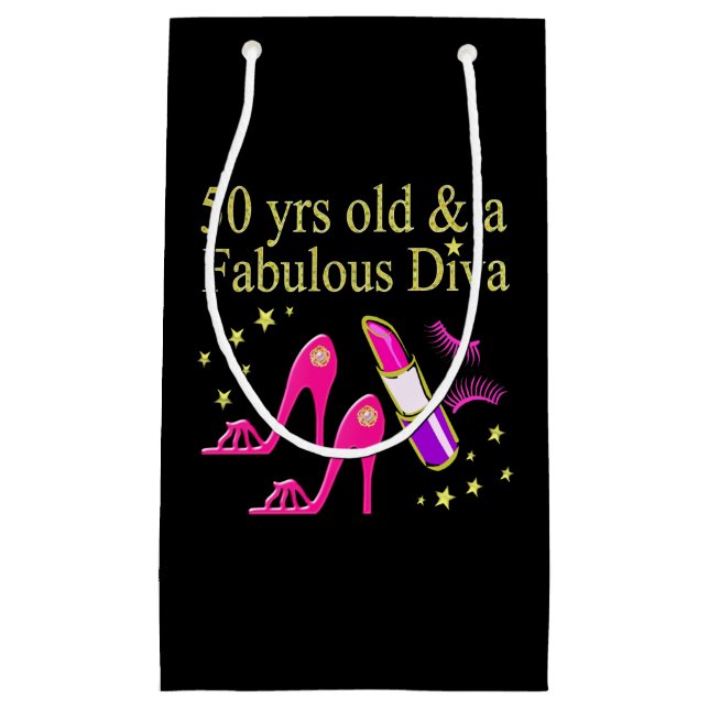 50 YEARS OLD AND A FABULOUS DIVA SMALL GIFT BAG (Front)