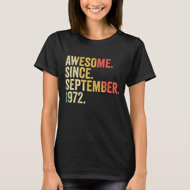 50 Years Old  Awesome Since September 1972 50th Bi T-Shirt (Front)
