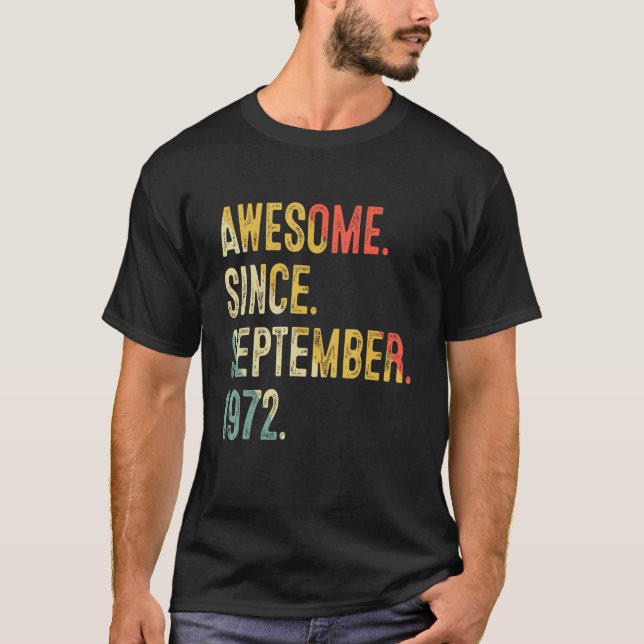 50 Years Old Awesome Since September 1972 50th Bir T-Shirt (Front)