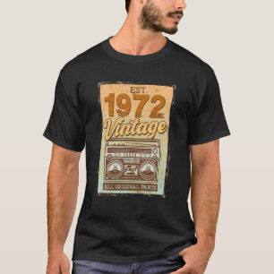 50 Years Old Birthday Decorations 1972 Cassette Ta T-Shirt
