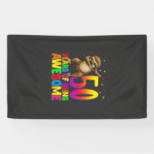 50 Years Old Birthday Sloth Dabbing 50th Birthday Banner