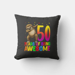 50 Years Old Birthday Sloth Dabbing 50th Birthday  Cushion