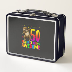 50 Years Old Birthday Sloth Dabbing 50th Birthday  Metal Lunch Box