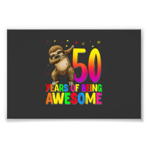 50 Years Old Birthday Sloth Dabbing 50th Birthday  Photo Print