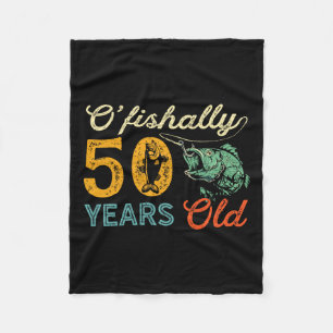 50 Years Old Fishing Gift 50th Birthday Cool Fifty Fleece Blanket
